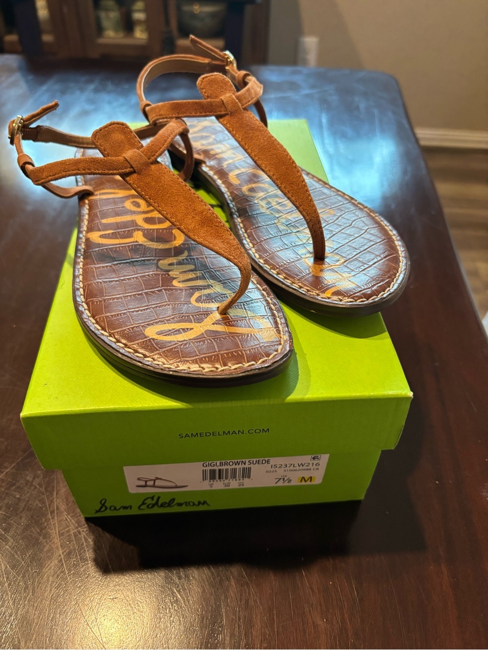 Sam Edelman Brown Suede T-Strap Sandals